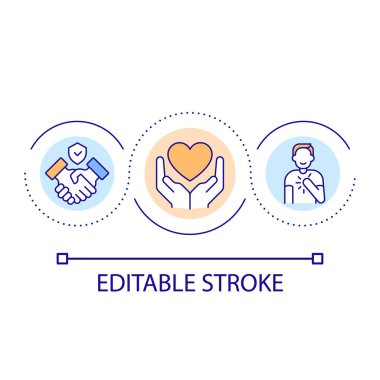 Güven döngüsü konsepti simgesini göster. Zihinsel engelleri aşmak. İlişki kurmak. Kişisel gelişim soyut fikir ince çizgi çizimi. İzole bir taslak çizim. Düzenlenebilir felç. Kullanılan Arial yazı tipi