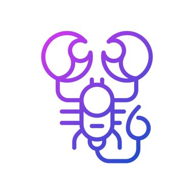 Akrep pikseli mükemmel gradyan vektör simgesi. Akrep burcu hayvanı. Batı astrolojisinin burcu. İnce çizgi renk sembolü. Modern tarz pictogram. Vektör izole çizimi