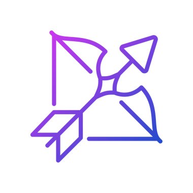 Okçuluk pikseli mükemmel gradyan vektör simgesi. Batı astrolojisinin burcu Zodiac. Ok atıyorlar. Rekabetçi spor. İnce çizgi renk sembolü. Modern tarz pictogram. Vektör izole çizimi