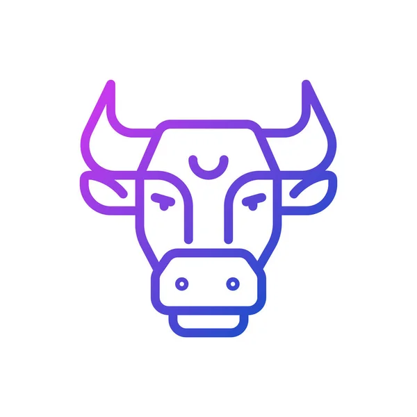 Bull Cabeza Píxel Perfecto Gradiente Icono Vector Lineal Signo Astrológico — Vector de stock