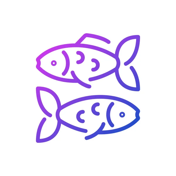 Рыбы Пикселей Идеальный Градиент Линейный Вектор Значок Рыба Зодиакальное Животное — стоковый вектор