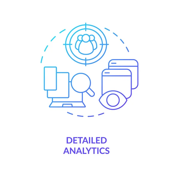Análisis Detallado Icono Concepto Gradiente Azul Dirigir Los Datos Audiencia — Vector de stock