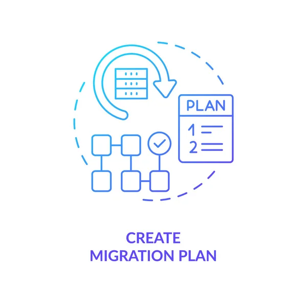 Erstellen Sie Ein Blaues Gradienten Konzept Symbol Für Den Migrationsplan — Stockvektor