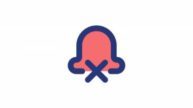 Animasyon sessiz ses rengi ui simgesi. Bildirimleri kapat. Sessiz mod. Şeffaf arkaplanda alfa kanalı olan kusursuz HD video. Basit doldurulmuş RGB resim çizelgesi canlandırması