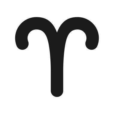Koç siyah kabartma simgesi. Zodyak işaretini ateşle. Astrolojik koç. Doğum takımyıldızı. Yıldız falı kişilik tipi. Beyaz uzayda siluet sembolü. Piktogram sağlammış. Vektör izole illüstrasyonu