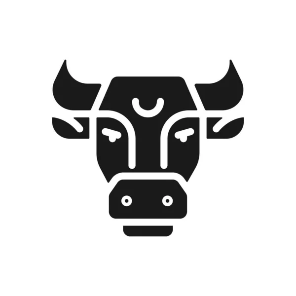 Icono Glifo Negro Cabeza Toro Signo Astrológico Tauro Animal Del — Vector de stock