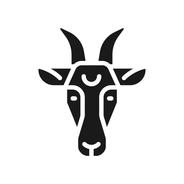 Icono Glifo Negro Cabeza Cabra Capricornio Animal Del Zodiaco Signo — Vector de stock