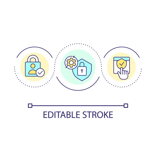 stock vector Personal data security loop concept icon. Digital protection. Prevent hacking. Cybersecurity abstract idea thin line illustration. Isolated outline drawing. Editable stroke. Arial font used