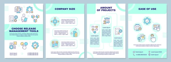 Escolha Ferramentas Gerenciamento Lançamento Modelo Brochura Azul Desenho Folheto Com —  Vetores de Stock