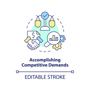 Rekabet gerektiren konsept simgesine ulaşılıyor. Serbest bırakma yönetiminin temel göstergesi soyut fikir ince çizgi çizimi. İzole bir taslak çizim. Düzenlenebilir felç. Arial, Myriad Pro-Kalın yazı tipleri