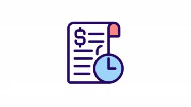 Canlandırılmış ayakta sipariş renk simgesi. Banka aracılığıyla düzenli ödemeler. Finansal belge. Şeffaf arkaplanda alfa kanalı olan kusursuz HD video. Basit doldurulmuş çizgi hareketi grafik canlandırması