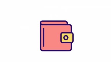 Animasyon bozuk para ve cüzdan rengi simgesi. Borsadan kazanç. Para ticareti. Şeffaf arkaplanda alfa kanalı olan kusursuz HD video. Basit doldurulmuş çizgi hareketi grafik canlandırması