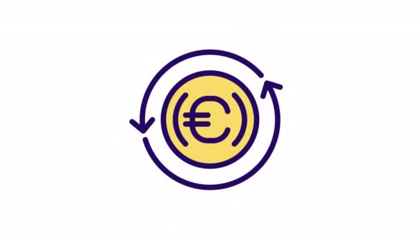 Animated Turning Coin Color Icon Dollar Euro Currencies Exchange Seamless — Stock Video