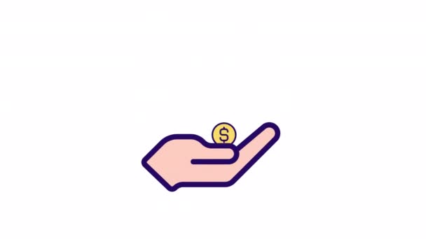 Animierte Hand Mit Dollarsymbol Einkommensfinanzierungen Sicherheit Der Ersparnisse Nahtlose Schleife — Stockvideo