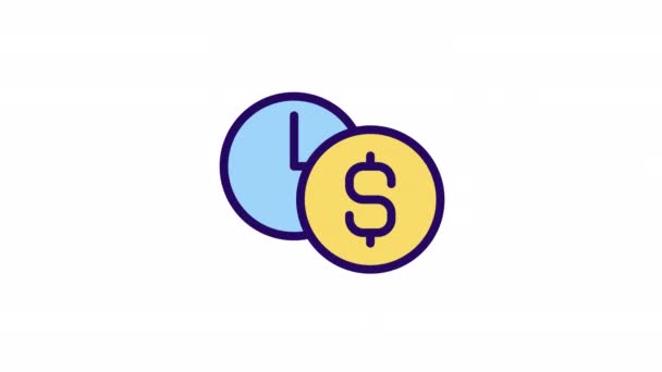 Animated Hourly Rate Color Icon Currency Exchange Service Financial Operations — Stock Video