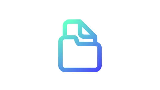 Animated Folder Gradient Icon Digital Storage Files Archive Seamless Loop — Stock Video