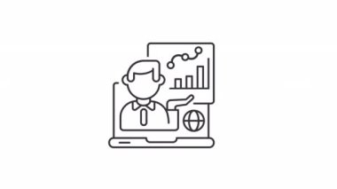 Animasyon web sohbet lineer simgeleri ayarlandı. Video konferans teknolojisi. Çevrimiçi çağrı. Şeffaf arkaplanda alfa kanalı olan kusursuz HD video. Taslak hareketli grafik canlandırma paketi