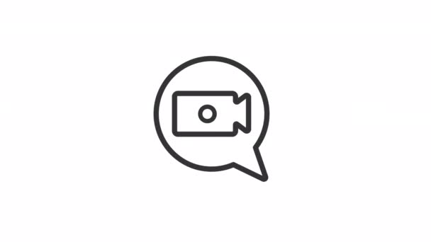 Geanimeerde Video Call Lineair Pictogram Camera Spraakbel Online Conferentie Tool — Stockvideo