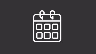 Animasyon ödeme beyaz çizgi ikonu. Programlı takvim. Otomatik işlem. Şeffaf arkaplanda alfa kanalı olan kusursuz HD video. Gece kipi için hareketli grafik tasarımı