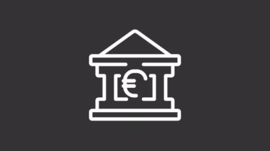 Canlandırılmış hesap beyaz çizgi simgesi. Avro para birimine yatır. Finansal güvenlik. Şeffaf arkaplanda alfa kanalı olan kusursuz HD video. Gece kipi için hareketli grafik tasarımı