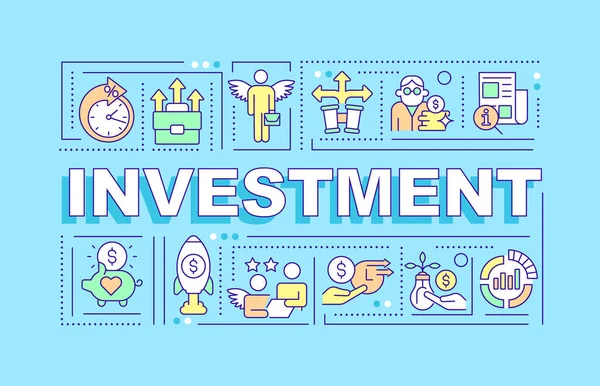 Επενδυτική Λέξη Έννοιες Μπλε Πανό Χρηματοδότηση Μικρών Επιχειρήσεων Εκκίνηση Infographics — Διανυσματικό Αρχείο