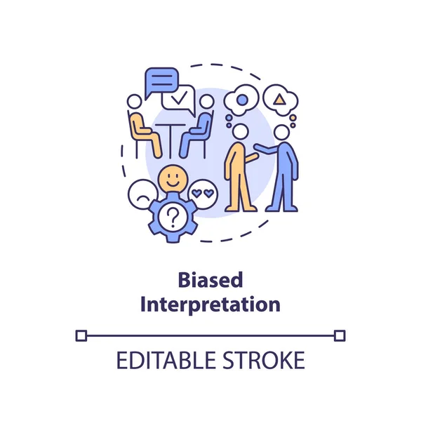 stock vector Biased interpretation concept icon. Personal beliefs. Type of confirmatory prejudice abstract idea thin line illustration. Isolated outline drawing. Editable stroke. Arial, Myriad Pro-Bold fonts used