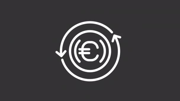 Animated Turn Coin White Line Icon Dollar Euro Currencies Exchange — Stock Video