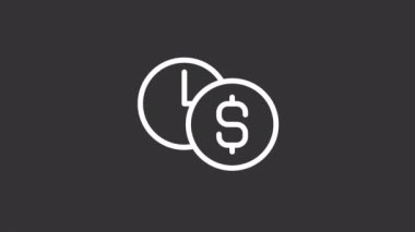 Canlandırılmış saatlik beyaz çizgi simgesi. Döviz kurları. Finansal operasyonlar. Şeffaf arkaplanda alfa kanalı olan kusursuz HD video. Gece kipi için hareketli grafik tasarımı