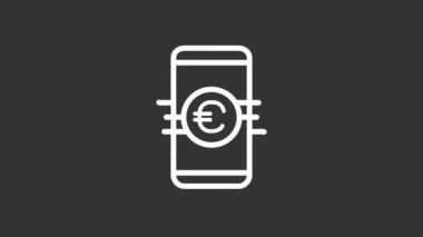 Animasyon çevrimiçi ödemeli beyaz çizgi simgesi. Akıllı telefondan para transferleri. Dijital banka. Şeffaf arkaplanda alfa kanalı olan kusursuz HD video. Gece kipi için hareketli grafik tasarımı
