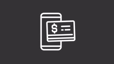 Canlandırılmış m cüzdan beyaz çizgi simgesi. Akıllı telefondan ödeme servisi. Dijital bankacılık. Şeffaf arkaplanda alfa kanalı olan kusursuz HD video. Gece kipi için hareketli grafik tasarımı