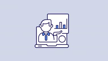 Canlandırılmış sunum renk simgesi. İş stratejisinin çevrimiçi performansı. Şeffaf arkaplanda alfa kanalı olan kusursuz HD video. Basit doldurulmuş çizgi hareketi grafik canlandırması