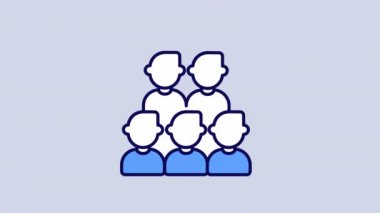 Canlandırılmış insanlar grup renk simgesi. Seyirci kalabalığı. Meslektaşlar arası işbirliği. Şeffaf arkaplanda alfa kanalı olan kusursuz HD video. Basit doldurulmuş çizgi hareketi grafik canlandırması