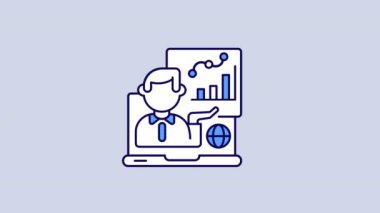 Animasyon çevrimiçi sohbet renk simgeleri seti. Video konferans teknolojisi. Şeffaf arkaplanda alfa kanalı olan kusursuz HD video. Basit doldurulmuş çizgi hareketi grafik canlandırma paketi