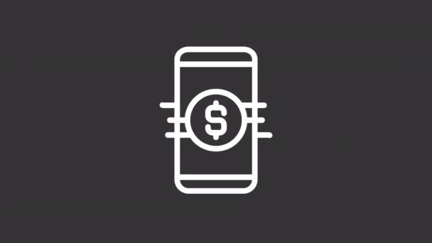 Animované Bankovnictví App Bílá Čára Ikona Ukládám Účet Telefonu Digitální — Stock video