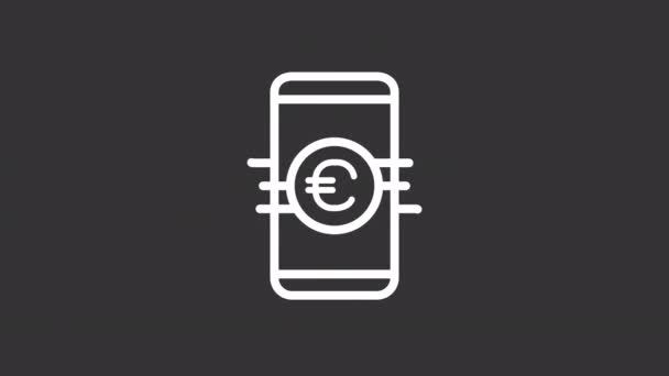 Geanimeerde Online Betalen Witte Lijn Pictogram Financiële Overdrachten Smartphone Digitale — Stockvideo