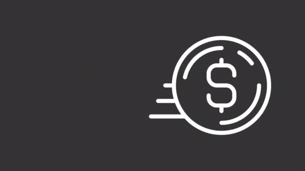 Ikon Garis Putih Koin Bergambar Slide Animasi Transfer Uang Dengan — Stok Video