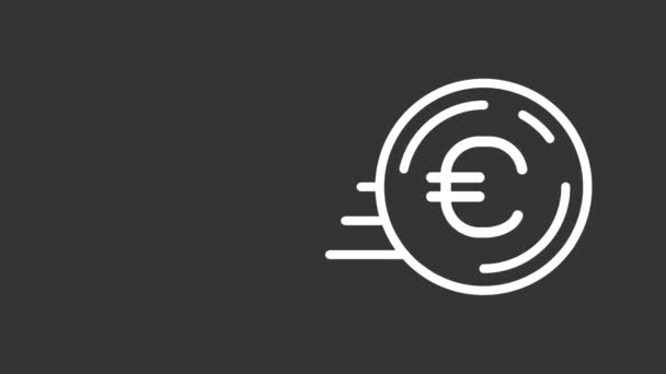 Мультипликационный Значок Белой Линии Евро Технология Денежных Переводов Банковский Счет — стоковое видео