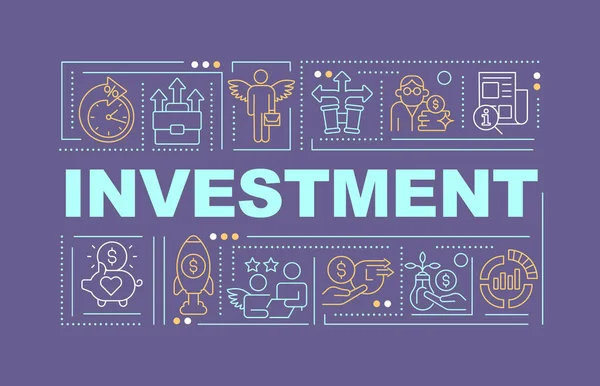 Investeringsord Koncept Violett Fana Finansiering Småföretag Infografik Med Redigerbara Ikoner — Stock vektor