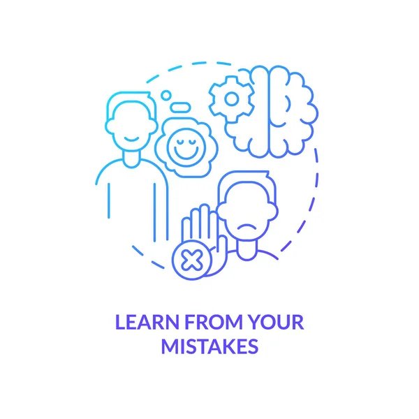 Apprendre Des Erreurs Icône Concept Dégradé Bleu Intelligence Émotionnelle Éviter — Image vectorielle