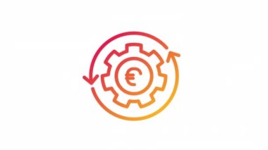 Avro gradyan simgesi ile canlandırılmış dişli. Tasarruf hesabı aç. Finansal teknoloji. Şeffaf arkaplanda alfa kanalı olan kusursuz HD video. Taslak hareketli grafik canlandırması