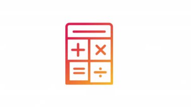 Animasyon hesap makinesi gradyan simgesi. Matematik işlemleri için elektronik cihaz. Ofis malzemeleri. Şeffaf arkaplanda alfa kanalı olan kusursuz HD video. Taslak hareketli grafik canlandırması