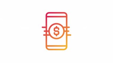 Animasyon bankacılık uygulaması gradyan simgesi. Telefondaki hesap kaydediliyor. Dijital ödeme uygulaması. Şeffaf arkaplanda alfa kanalı olan kusursuz HD video. Taslak hareketli grafik canlandırması