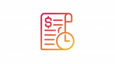 Canlandırılmış düzen gradyan simgesi. Banka aracılığıyla düzenli ödemeler. Finansal belge hazırlığı. Şeffaf arkaplanda alfa kanalı olan kusursuz HD video. Taslak hareketli grafik canlandırması