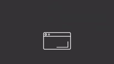 Animasyon web yayını beyaz çizgi simgesi. İnternette medya sunumu. İletişim teknolojisi. Şeffaf arkaplanda alfa kanalı olan kusursuz HD video. Gece kipi için hareketli grafik tasarımı