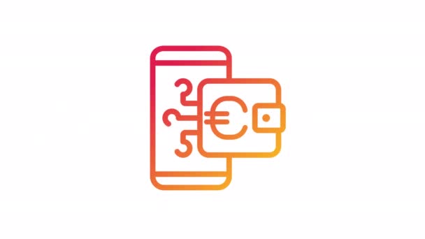 Icona Gradiente Portafoglio Cyber Animato Transazione Sicura Online Servizio Bancario — Video Stock