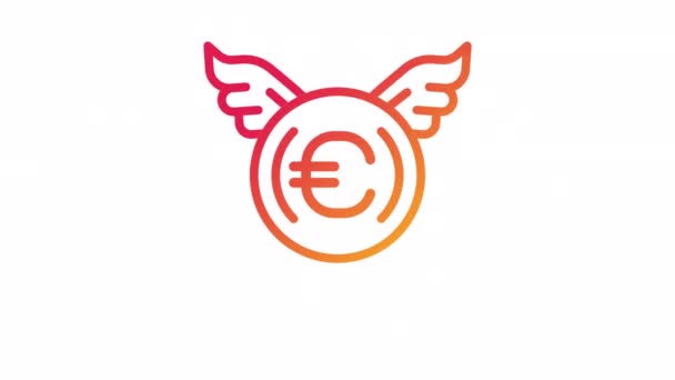 Мультипликационная Иконка Евро Финансовый Бонус Прибыль Получить Легкие Деньги Бесшовный — стоковое видео