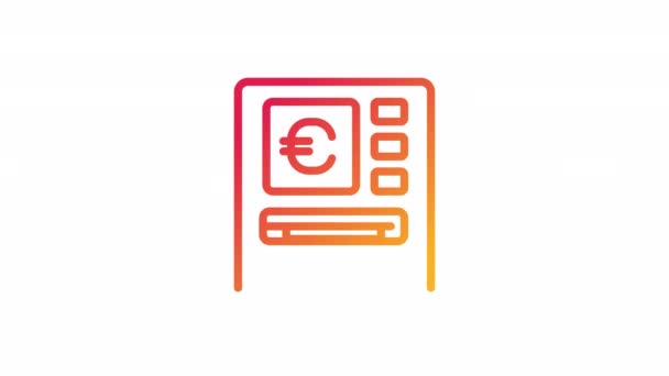 Icono Gradiente Cajero Automático Animado Retirar Billetes Euros Con Cajero — Vídeo de stock