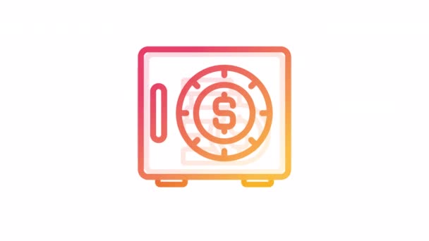 Animated Safe Box Gradient Icon Protection Financial Assets Banking Service — Stock Video