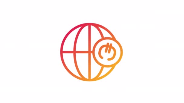 Animerad Global Lönegradient Ikon Internationella Finansiella Transaktioner Bankverksamhet Sömlös Loop — Stockvideo