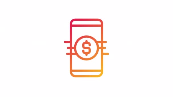 Geanimeerde Bankieren App Gradiënt Pictogram Een Telefoonrekening Opslaan Digitale Betaalapp — Stockvideo